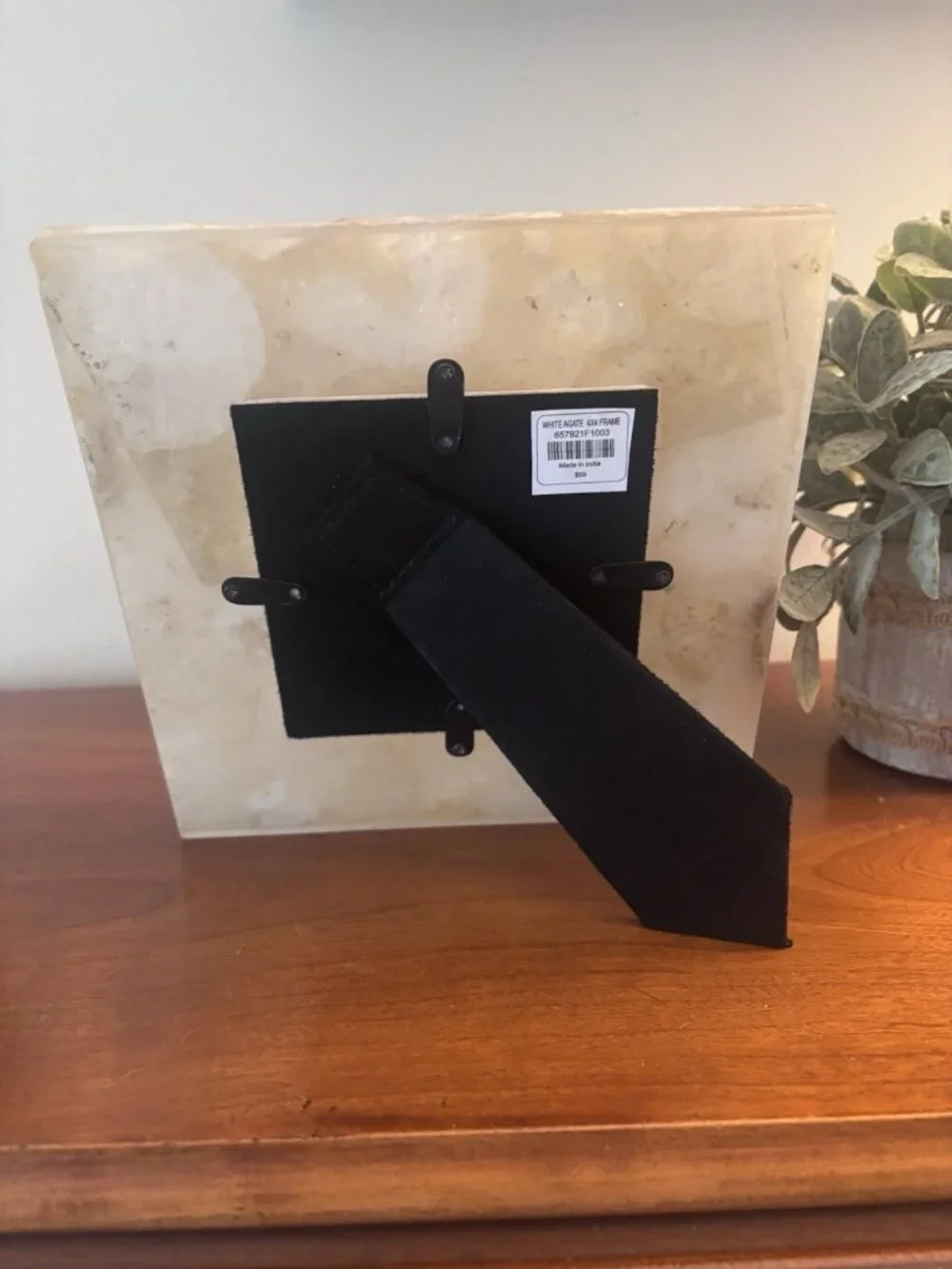 NWT Arhaus White Agate Picture Photo Frame 4x4 Photo Kickstand Heavy